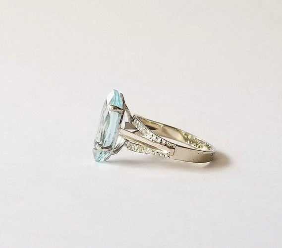 Bague 49 Bague or blanc aigue-marine 2.15 carats 58 Facettes