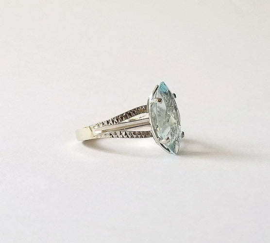 Bague 49 Bague or blanc aigue-marine 2.15 carats 58 Facettes