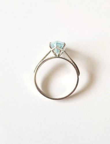 Bague 49 Bague or blanc aigue-marine 2.15 carats 58 Facettes