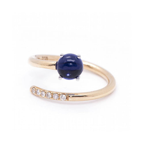 Bague 54 RAY - Bague en or bicolore 18 ct avec saphir et diamants 58 Facettes UKD360100AS