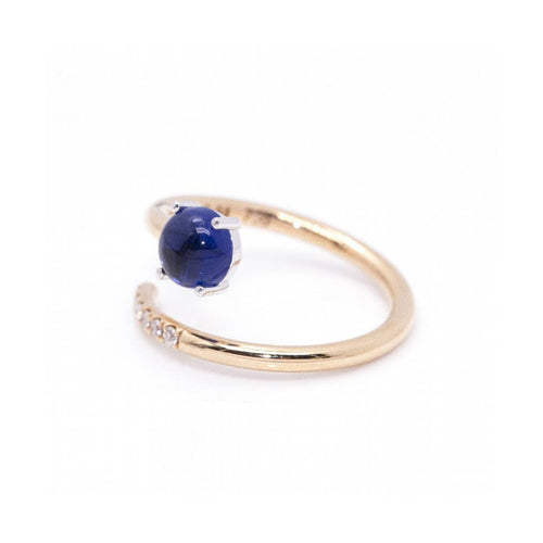 Bague 54 RAY - Bague en or bicolore 18 ct avec saphir et diamants 58 Facettes UKD360100AS
