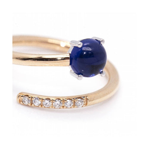 Bague 54 RAY - Bague en or bicolore 18 ct avec saphir et diamants 58 Facettes UKD360100AS