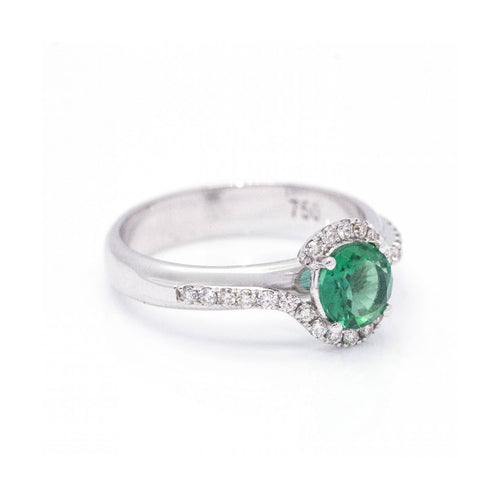 Bague 52 VITE - Bague en or blanc 18 kt avec émeraude et diamants 58 Facettes UKD360103AS