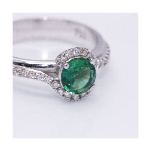 Bague 52 VITE - Bague en or blanc 18 kt avec émeraude et diamants 58 Facettes UKD360103AS
