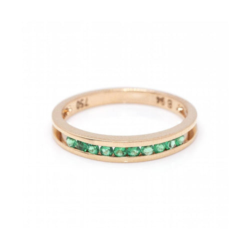 Bague Alliance - Bague en or rose 18 ct et 10 émeraudes 58 Facettes UKD360104AS