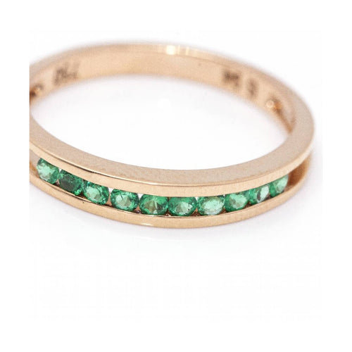 Bague Alliance - Bague en or rose 18 ct et 10 émeraudes 58 Facettes UKD360104AS