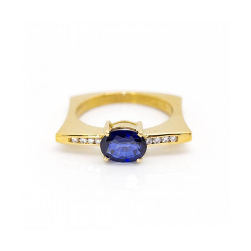 Bague KLASH - Bague en or jaune 18 kt, saphir de Ceylan et diamants 58 Facettes UKD360264JE