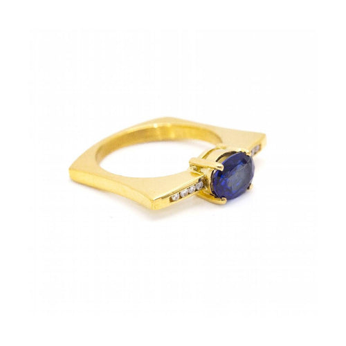 Bague KLASH - Bague en or jaune 18 kt, saphir de Ceylan et diamants 58 Facettes UKD360264JE