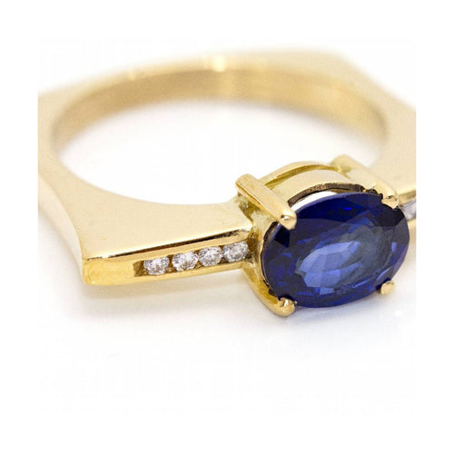 Bague KLASH - Bague en or jaune 18 kt, saphir de Ceylan et diamants 58 Facettes UKD360264JE