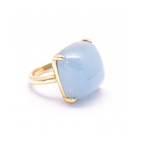 Bague MILKY - Bague en or jaune 18 ct et aigue-marine cabochon 58 Facettes UKD360370CS