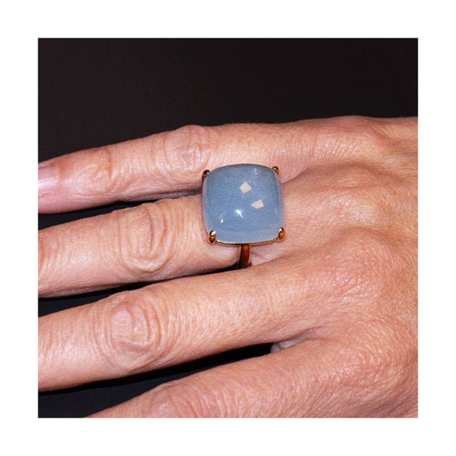 Bague MILKY - Bague en or jaune 18 ct et aigue-marine cabochon 58 Facettes UKD360370CS