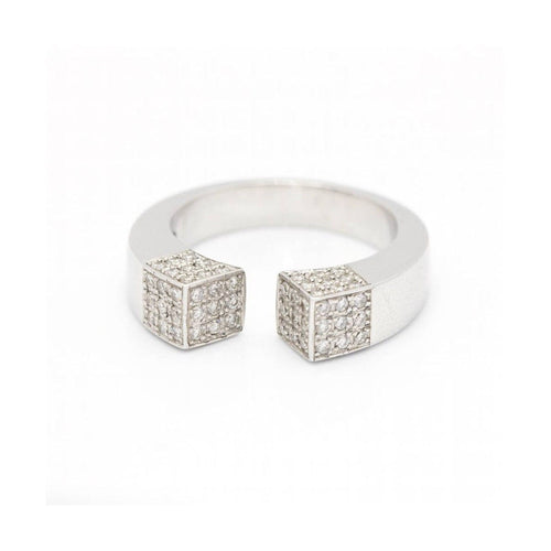 Bague QUARE - Bague pavée en or blanc 18 kt et diamants 58 Facettes UKD360525FJ