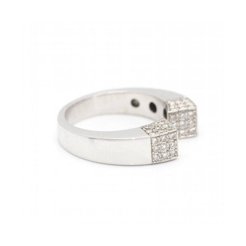 Bague QUARE - Bague pavée en or blanc 18 kt et diamants 58 Facettes UKD360525FJ