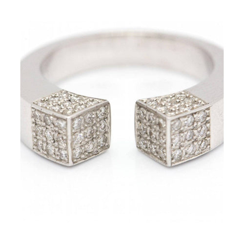 Bague QUARE - Bague pavée en or blanc 18 kt et diamants 58 Facettes UKD360525FJ
