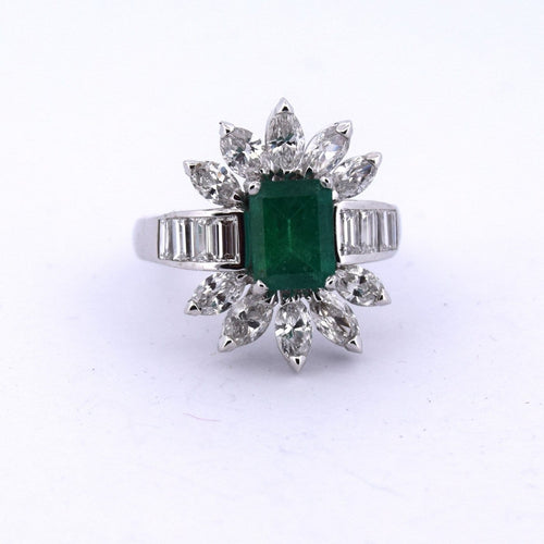 Bague 52 Anello en or 18 KT avec émeraude et diamants 58 Facettes AN578 '(00819)