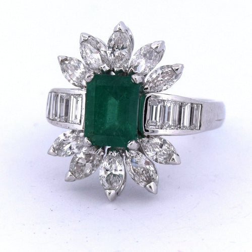 Bague 52 Anello en or 18 KT avec émeraude et diamants 58 Facettes AN578 '(00819)
