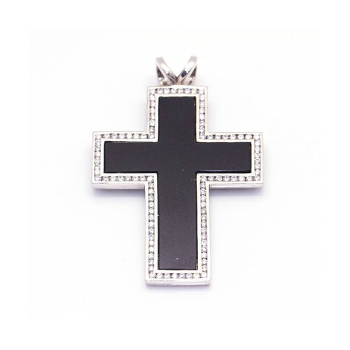 Pendentif Creu de Diamants - Pendentif croix en or blanc 18 kt et diamants 1,75 ct 58 Facettes UKD360974FV