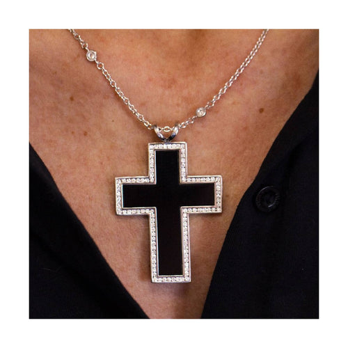 Pendentif Creu de Diamants - Pendentif croix en or blanc 18 kt et diamants 1,75 ct 58 Facettes UKD360974FV
