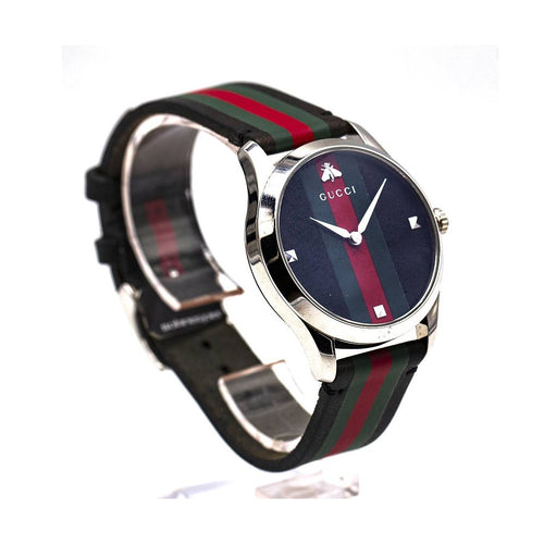 Montre Gucci Timeless - Montre YA1264079 en acier et bracelet en cuir 58 Facettes UKD363135SO