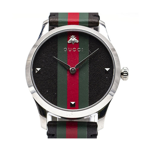 Montre Gucci Timeless - Montre YA1264079 en acier et bracelet en cuir 58 Facettes UKD363135SO