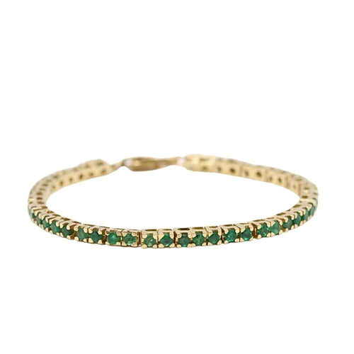 Pulsera rivière en or jaune 18 ct avec émeraudes 58 Facettes UKD363640