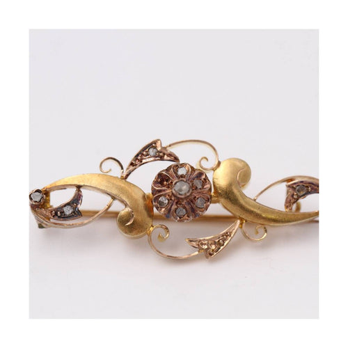 Broche Broche ancienne - Broche en or jaune et rose 18 kt et diamants 58 Facettes UKD364105JC