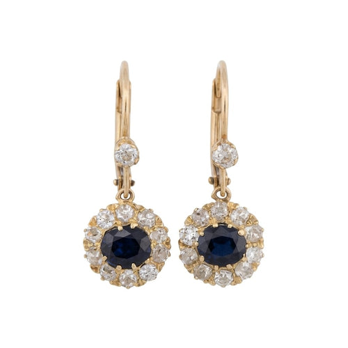 Boucles d'oreilles Boucles d’oreilles pendantes vintage en or jaune 18k, saphirs et diamants 58 Facettes OR209_107-130 (05519)