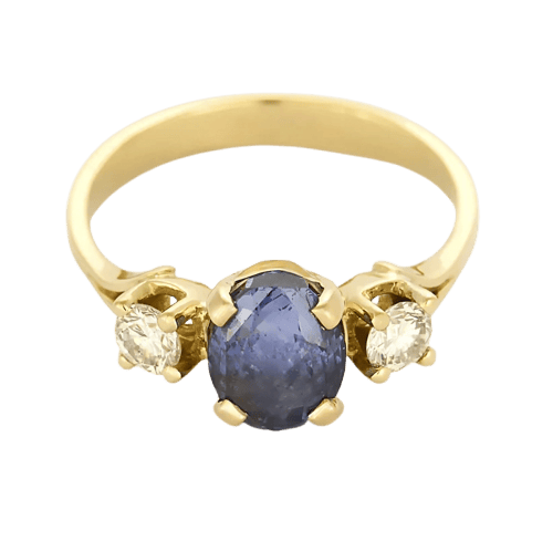 Bague 53.5 Bague en or jaune 18K au saphir violet et diamants 58 Facettes VEN3220