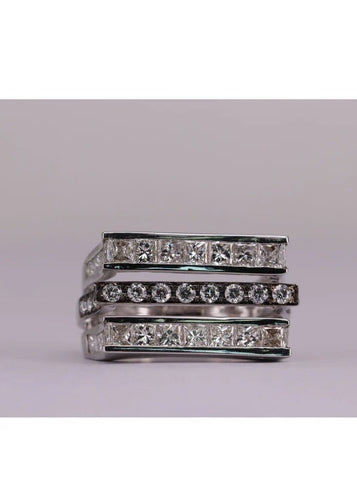 Bague 54 Bague triple alliance en or blanc et diamants 58 Facettes P25