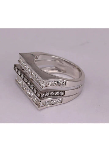 Bague 54 Bague triple alliance en or blanc et diamants 58 Facettes P25