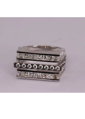 Bague 54 Bague triple alliance en or blanc et diamants 58 Facettes P25