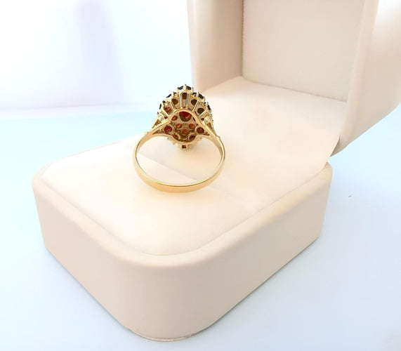 Bague 53 Bague marquise en or jaune 18K sertie de grenats 58 Facettes 1769