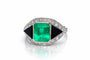 Bague 52 Bague Art déco en platine avec émeraude, onyx et diamants 58 Facettes 50306