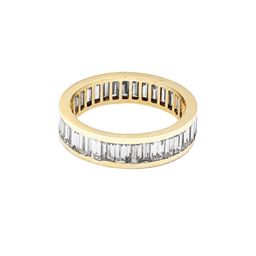Bague 52 Alliance or jaune et diamants baguettes. 58 Facettes 35356