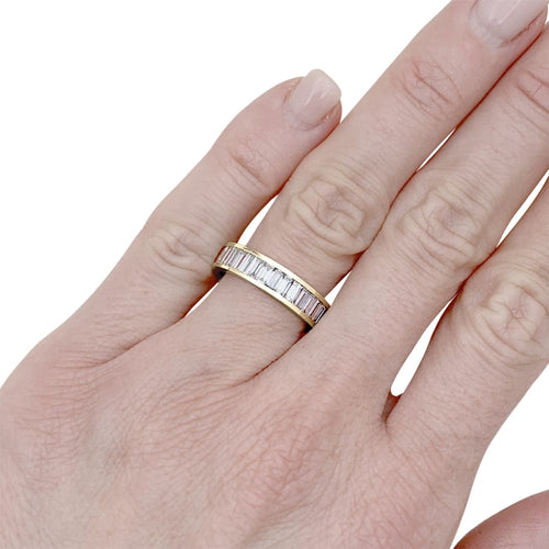Bague 52 Alliance or jaune et diamants baguettes. 58 Facettes 35356