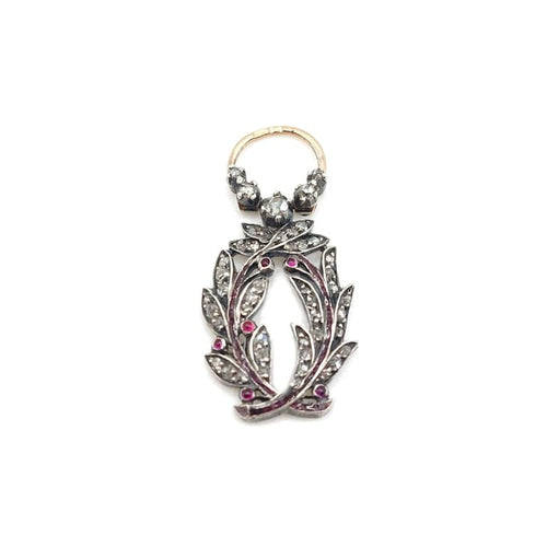 Pendentif Palmes Académiques - Pendentif en or 18k et argent, diamants et rubis 58 Facettes 241