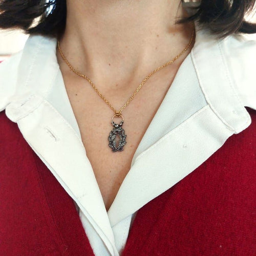 Pendentif Palmes Académiques - Pendentif en or 18k et argent, diamants et rubis 58 Facettes 241