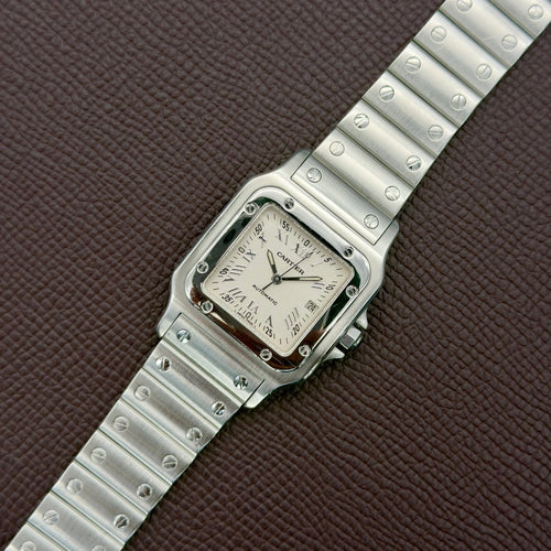 Montre Cartier Santos Galbée 2319 guilloché 58 Facettes 051