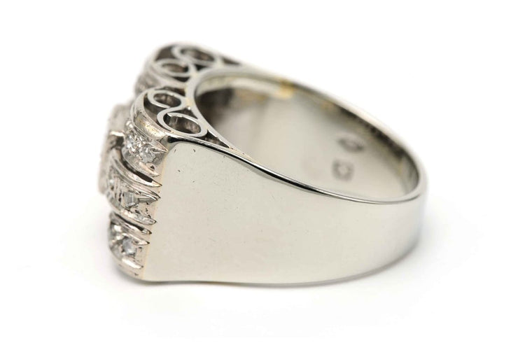 Bague 52 Bague Art déco sertie de diamants en or blanc 18 carats 58 Facettes B811