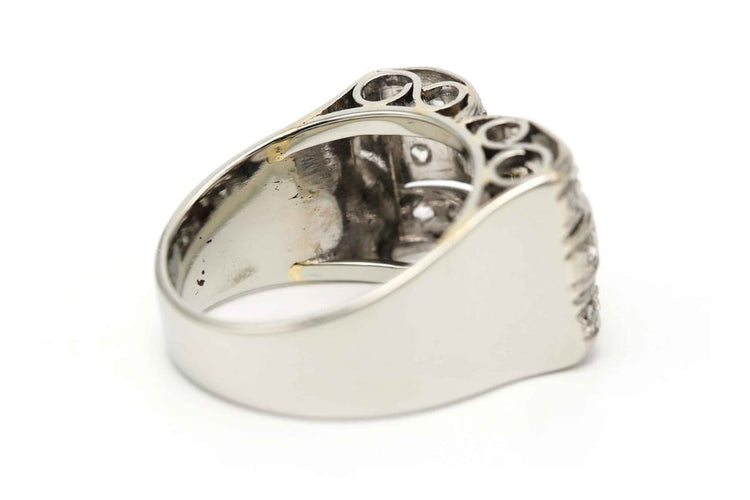 Bague 52 Bague Art déco sertie de diamants en or blanc 18 carats 58 Facettes B811