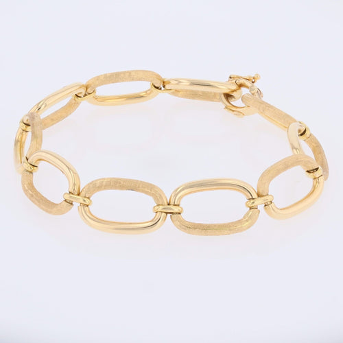 Bracelet Bracelet maille ovale partiellement mate en or jaune 18 carats 58 Facettes DV2517
