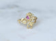 Bague 52.5 Bague ancienne rose en or jaune 18 ct rubis et diamants 58 Facettes