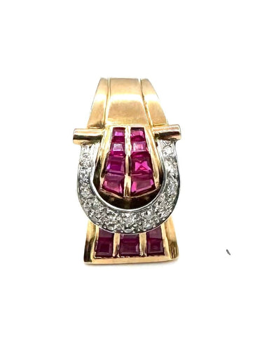 Bague 58 Bague tank en or jaune 18 carats rubis et diamants 58 Facettes bague RUDTS