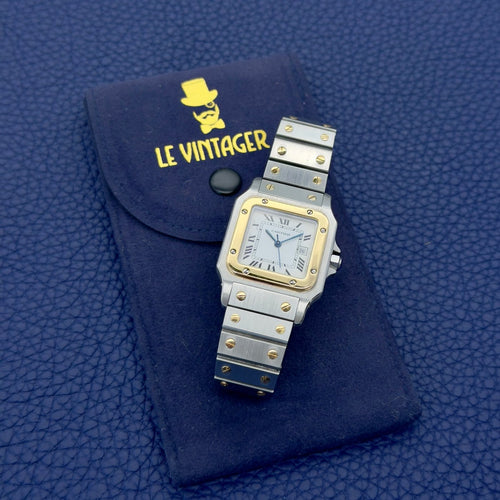 Montre Cartier Santos Carrée 2961 - Montre automatique en acier et or jaune 58 Facettes 055