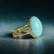 Bague 57 Bague turquoise naturelle - Bague en or jaune 18 carats 58 Facettes 381