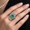 Bague 56 Art déco - Bague émeraude et diamants en or blanc 18k 58 Facettes 50430