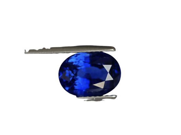 Gemstone Saphir bleu de Ceylan - Pierre ovale non chauffée 4,06 ct 58 Facettes SAM-OV-SAPP-4.06