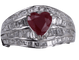Bague 53 Bague cœur en or blanc avec rubis et diamants fantaisie 58 Facettes BA-1163