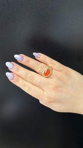 Bague Bague en or jaune déclaration art déco Mandarin Garnet 58 Facettes BA-1155