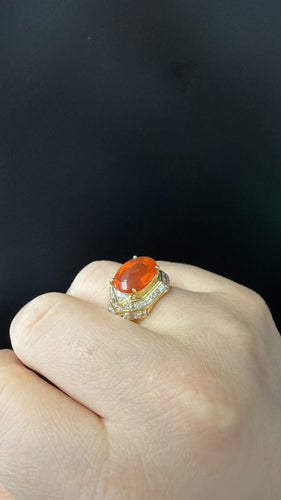 Bague Bague en or jaune déclaration art déco Mandarin Garnet 58 Facettes BA-1155